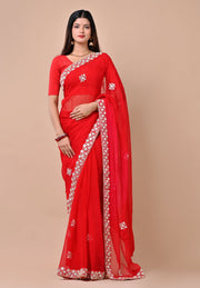 Prakshit Platinum Chiffon Saree
