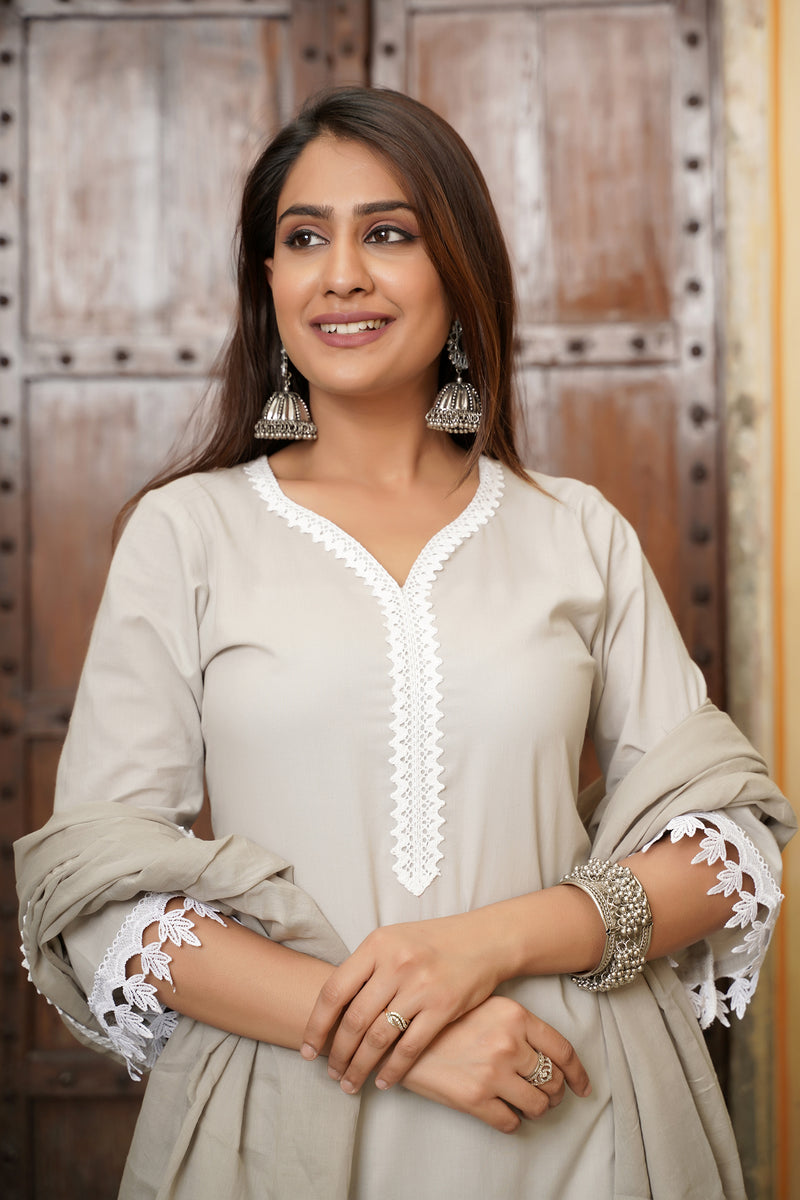 Grey Pakistani Kurta Set
